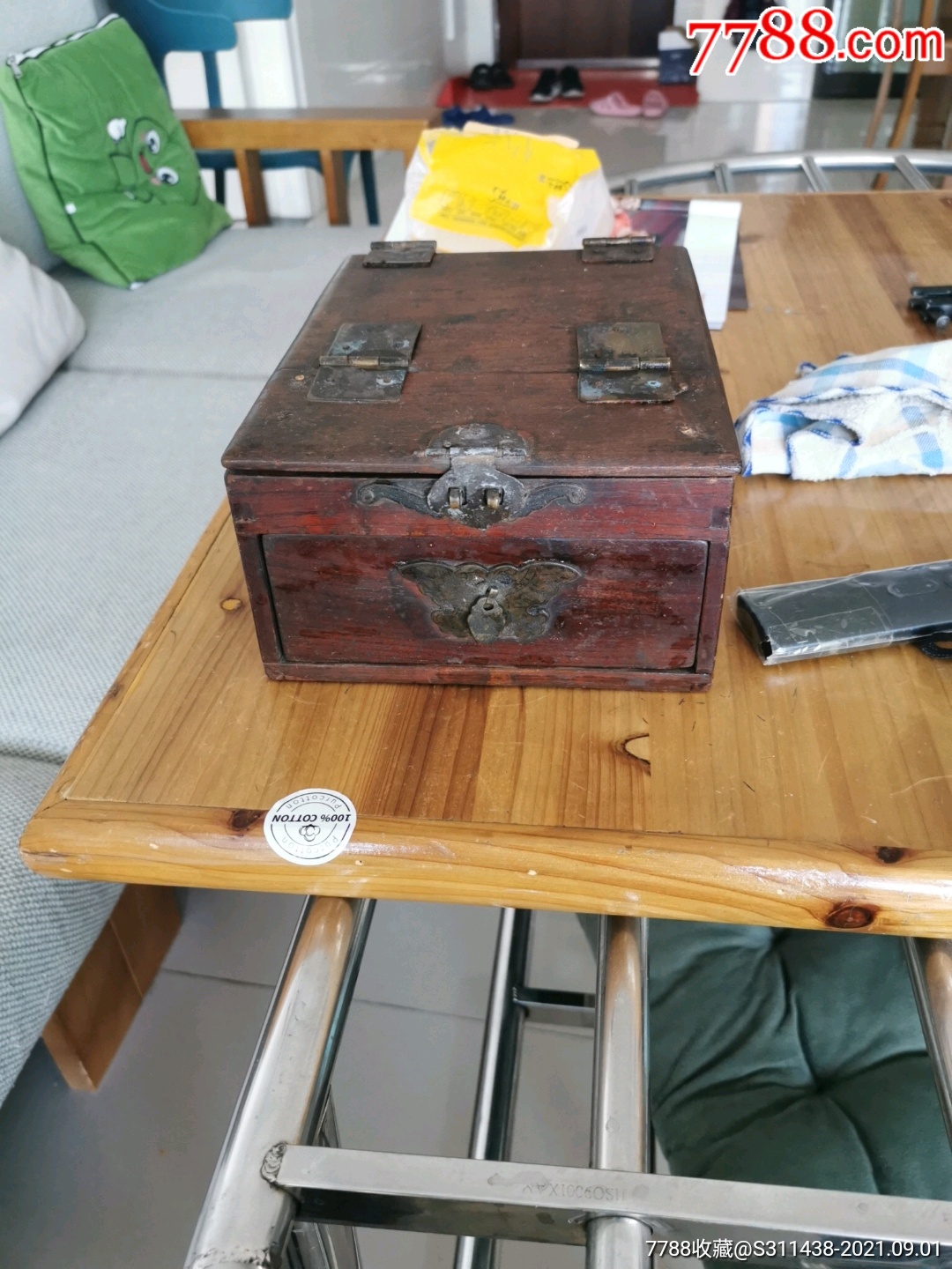 清代老红木梳妆盒