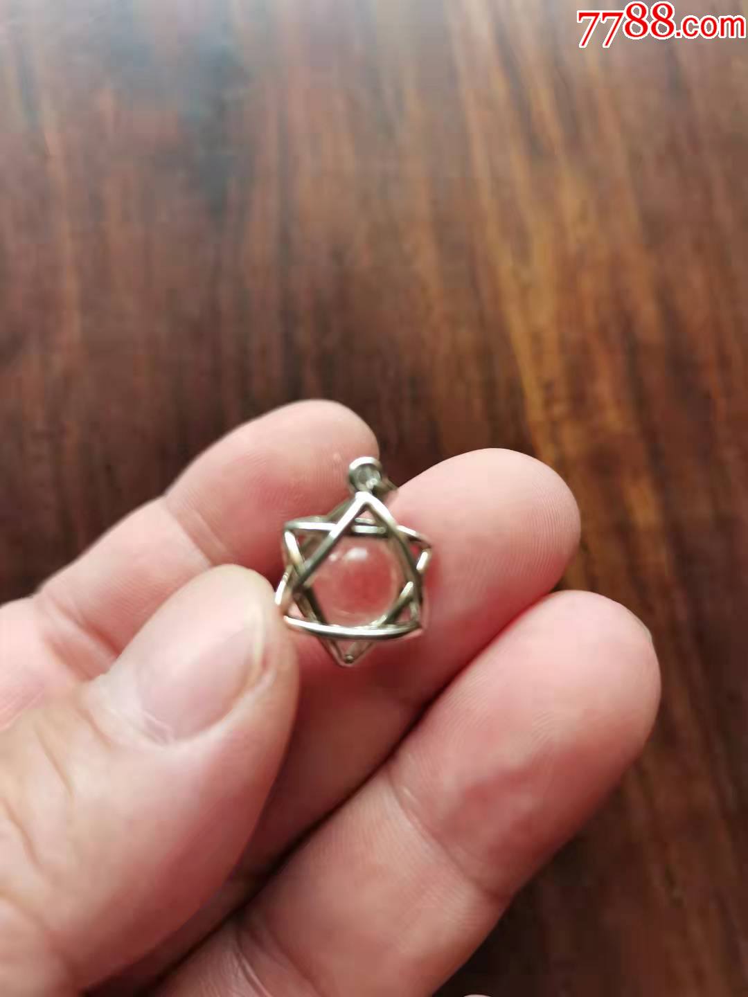 六芒星嵌水晶球坠子银饰水晶饰品