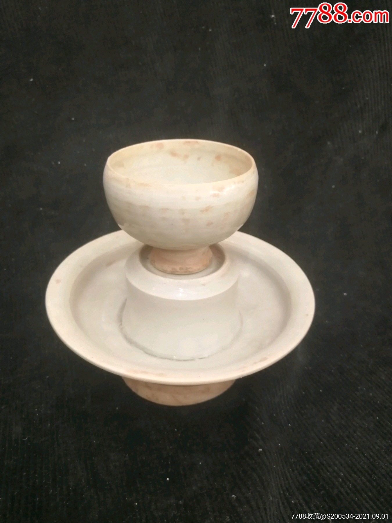 瓷器古玩收藏古董茶托茶盏越窑礼品摆件投资升值精美宋代越窑茶托茶盏