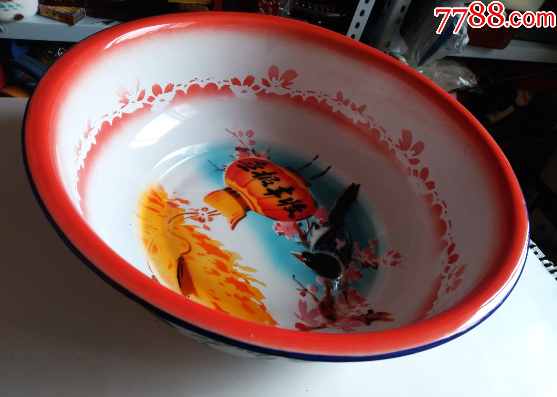 1973年文革时期搪瓷盆喜报丰收很有时代感正面无磕碰基本未过稀少