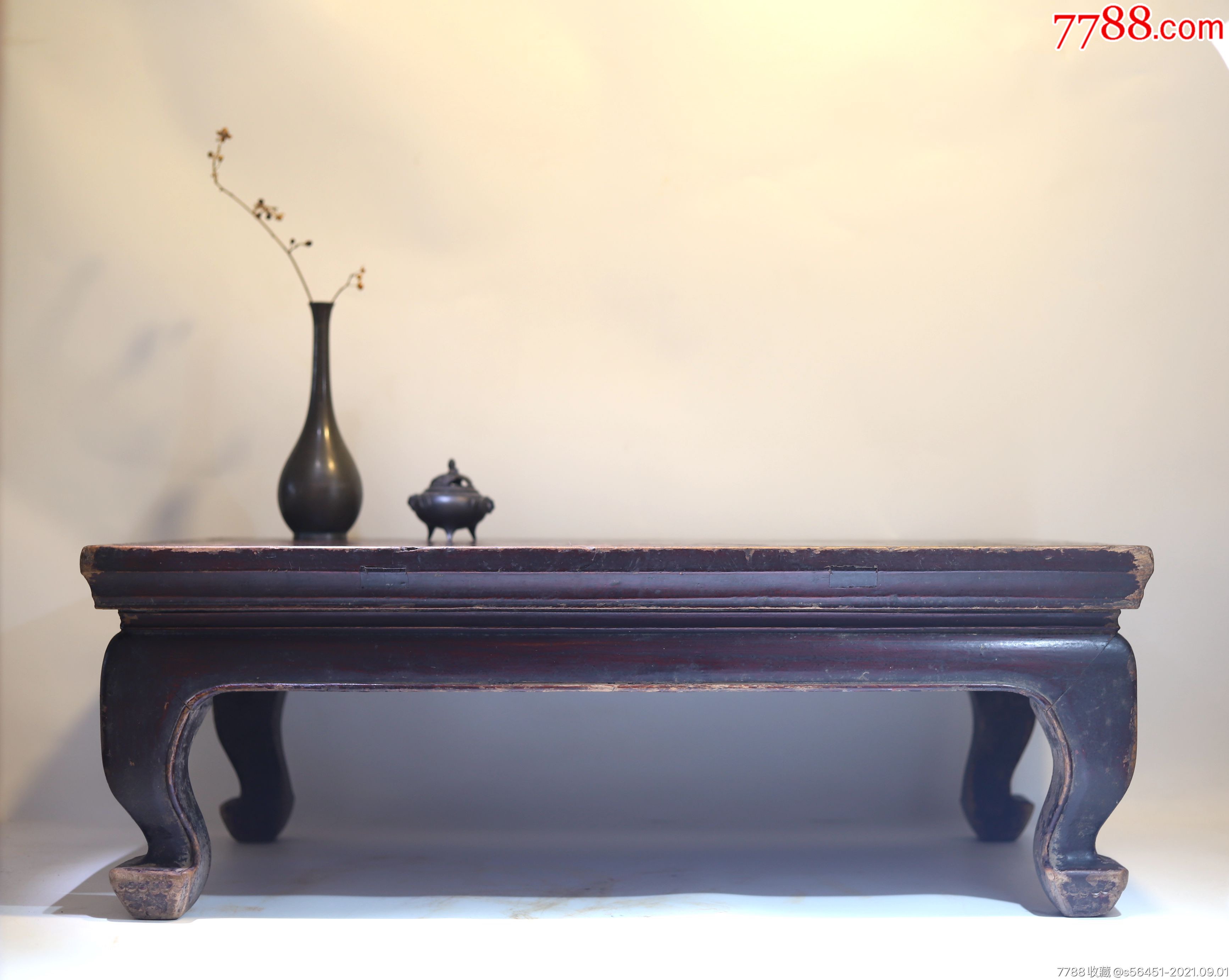 三弯腿老榆木炕桌