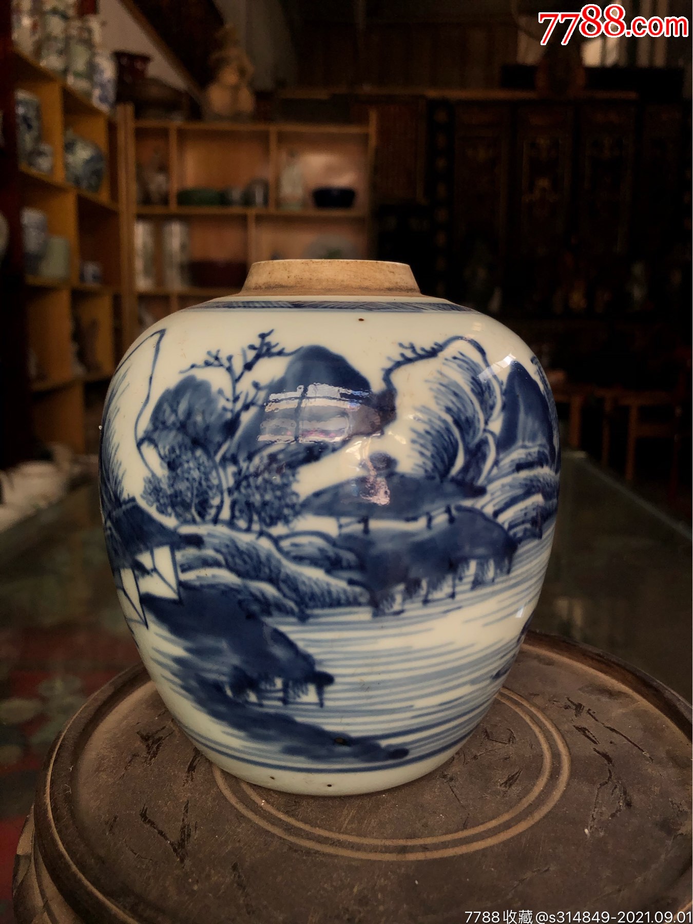 清三代青花山水人物馆_青花瓷_小不懂古玩【7788收藏__收藏热线】