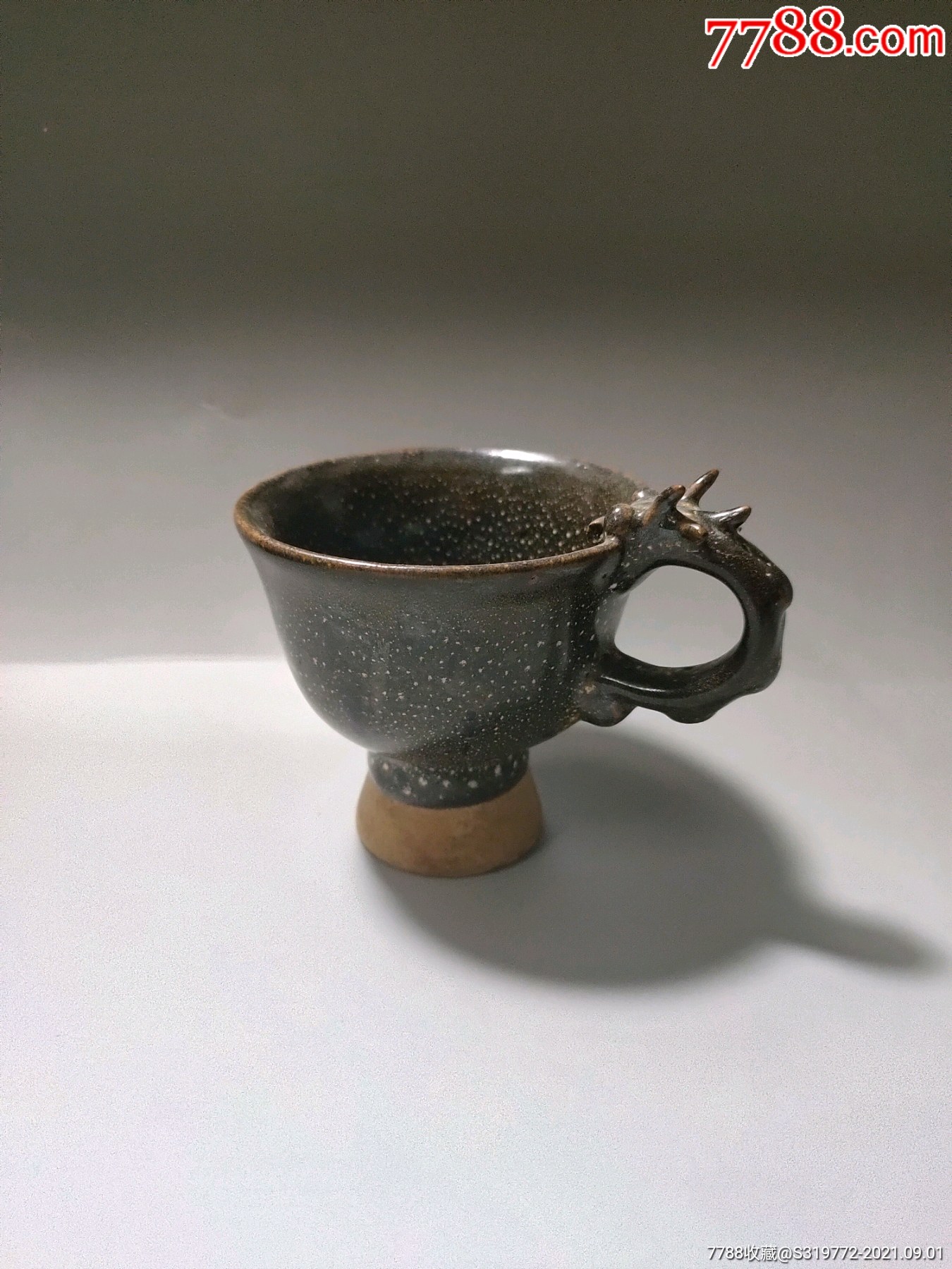 黑釉满天星龙头杯老瓷器