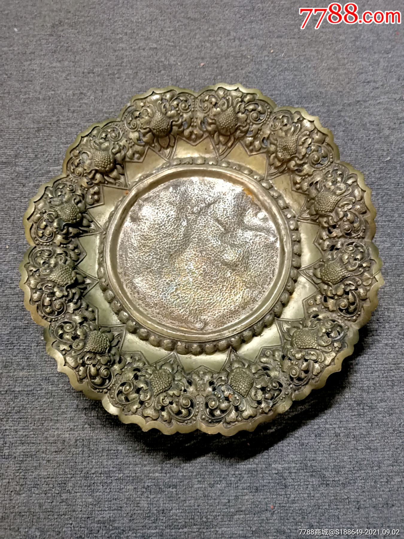 银器处理了大银盘工艺极精致重量1公斤左右