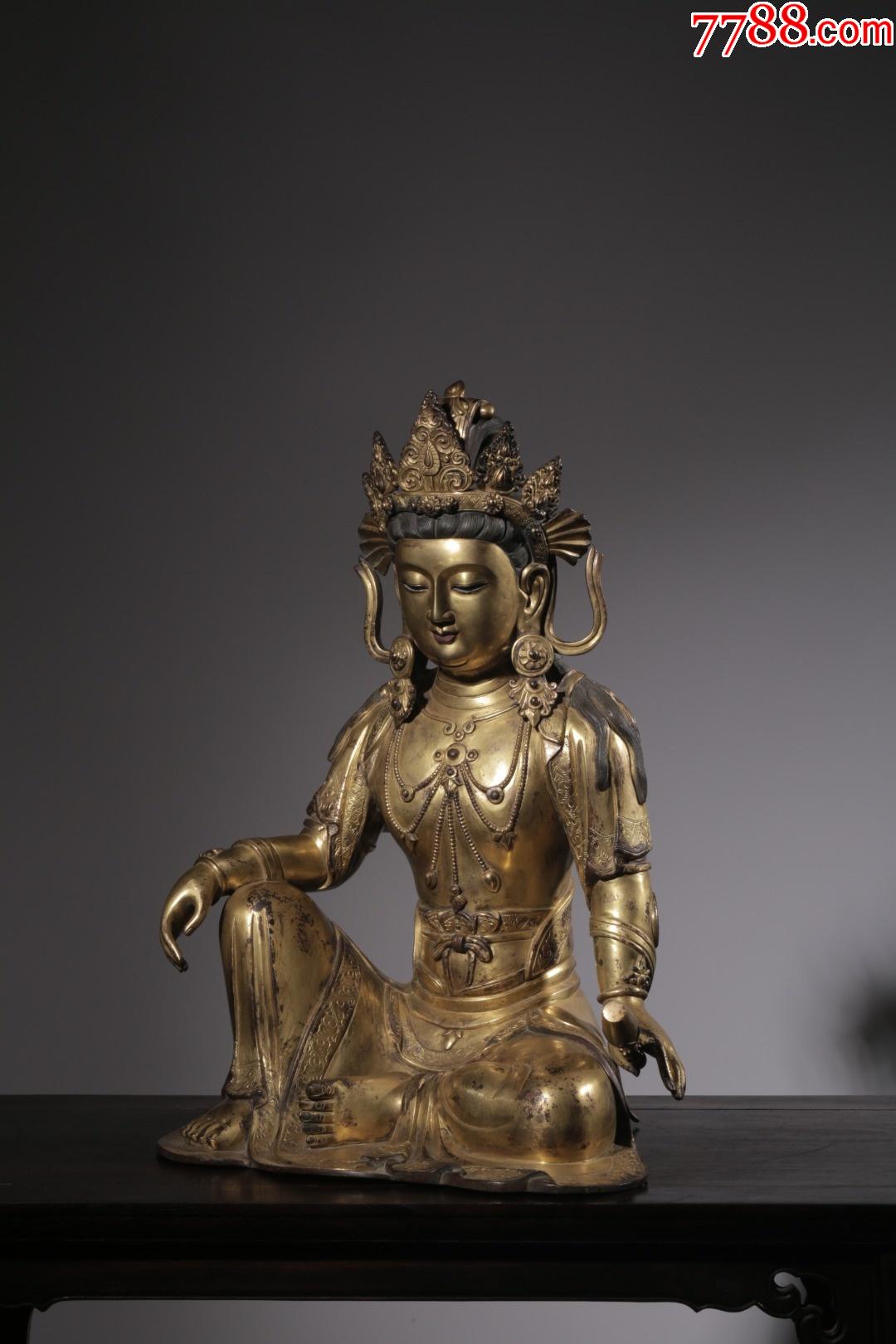 铜鎏金水月观音坐像asy360f_铜像/铜佛像_图片鉴赏_收藏价格_7788铜器