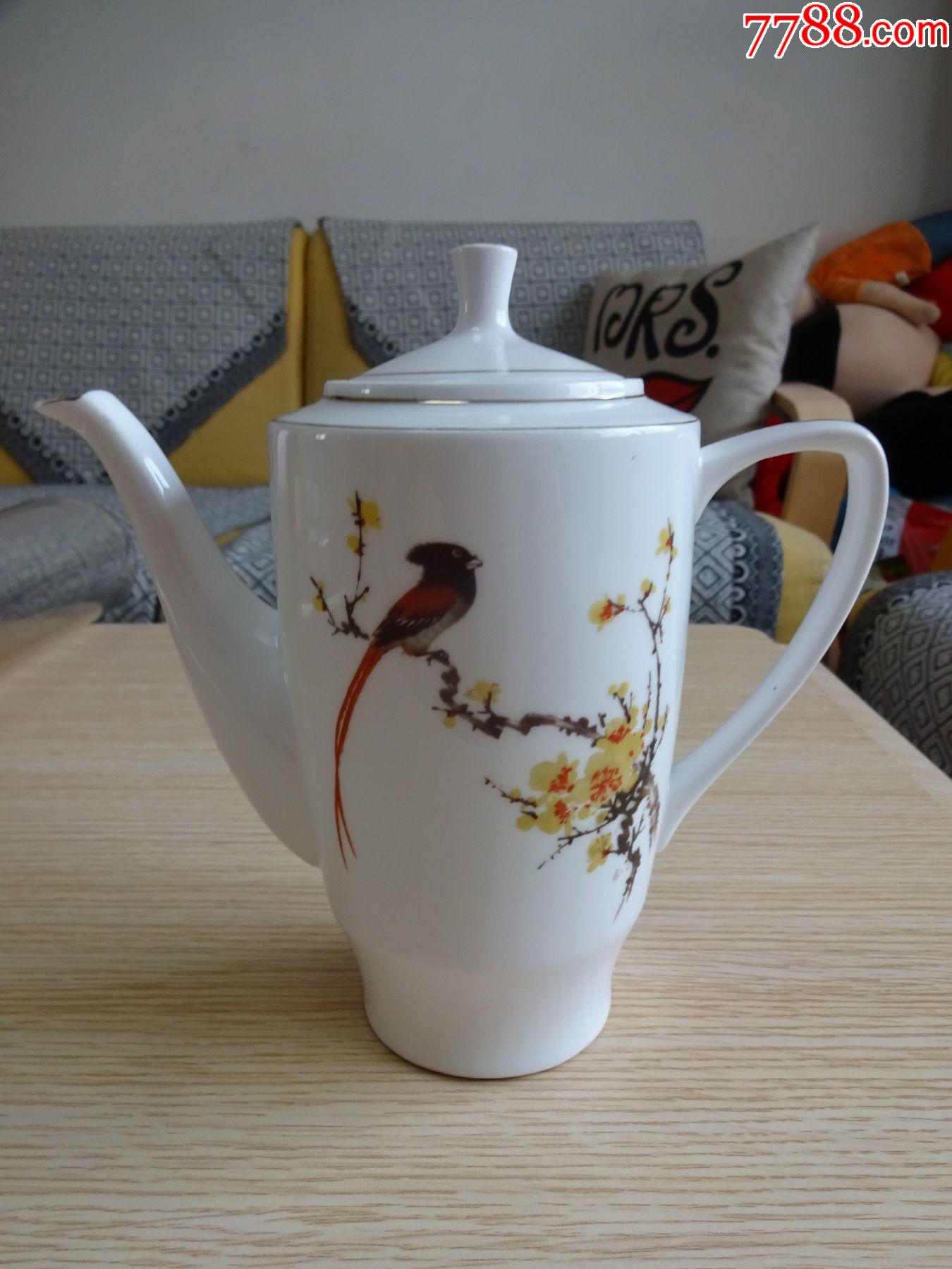 花鸟图案茶壶--唐山陶研款_彩绘瓷/彩瓷【画中景】_第1张_7788铜器