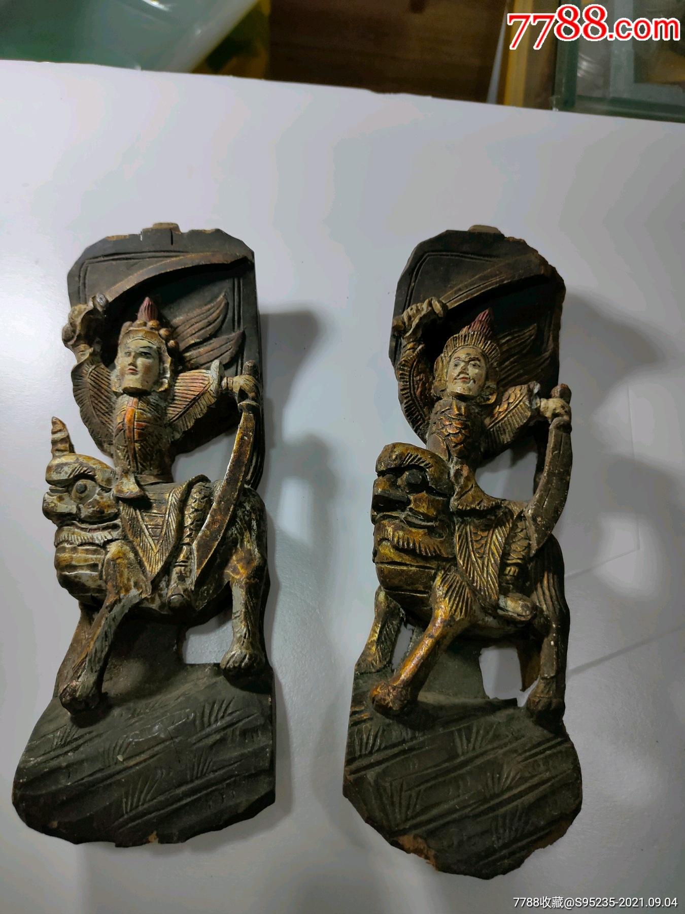 古代神话故事武将人物精工木雕两个
