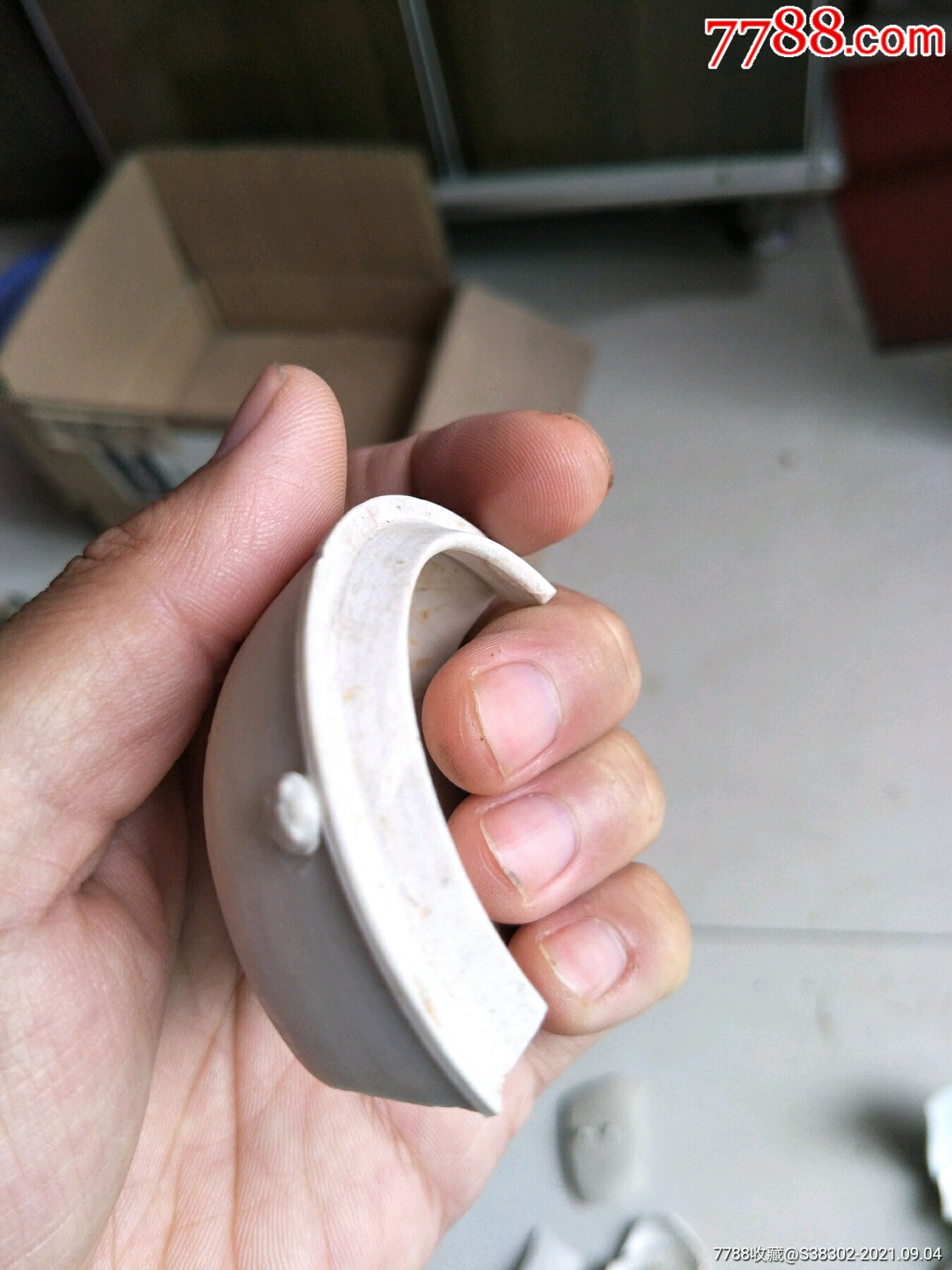 宋代定窑堆塑花骨朵官窑粉盒残件子母口临清运河古玩店万枚古陶瓷标本