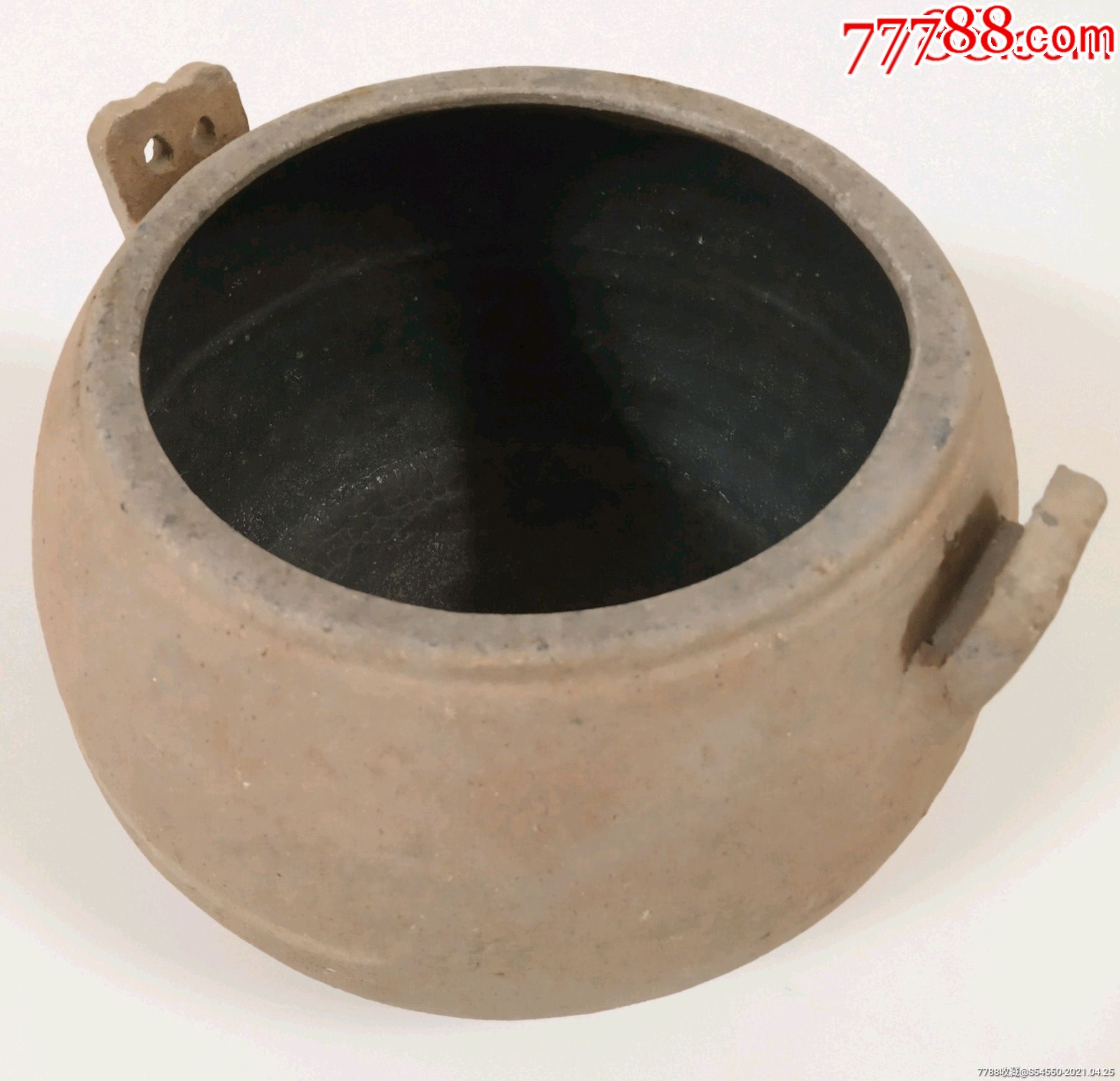 清代双系灰陶罐