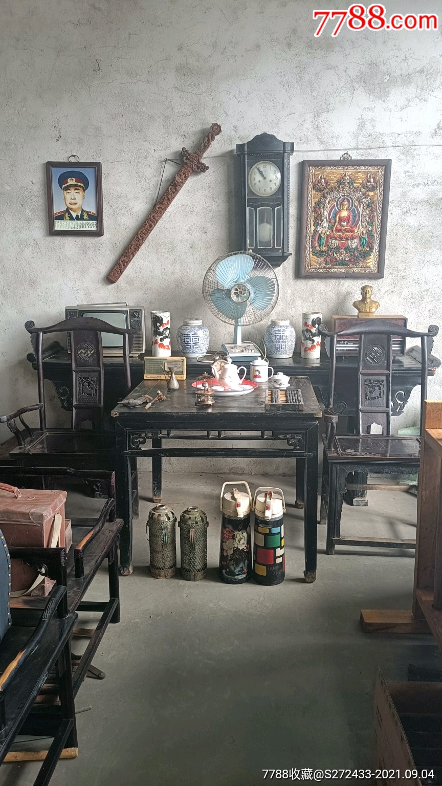 乡下收的老地主家的中堂一套完整包老正常使用