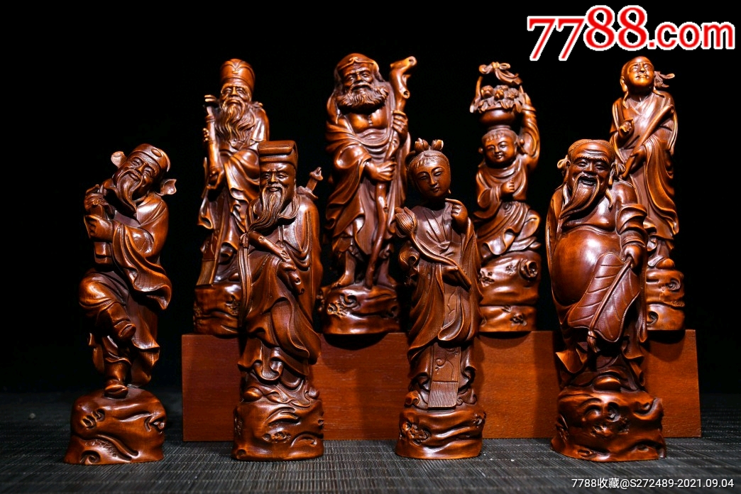 黄杨木精工雕刻八仙摆件,不议价