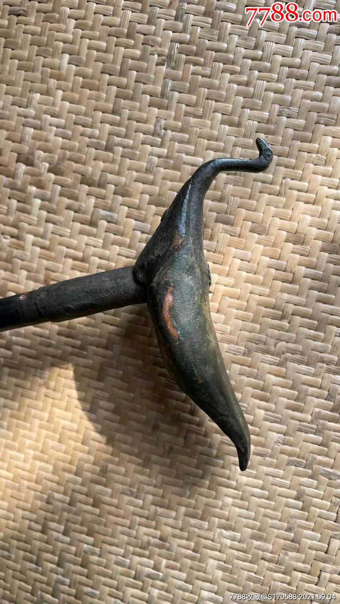 鸠杖铜竹材质鸠鸟寓意长寿权利的象征古代有权利的长者用做杖首长
