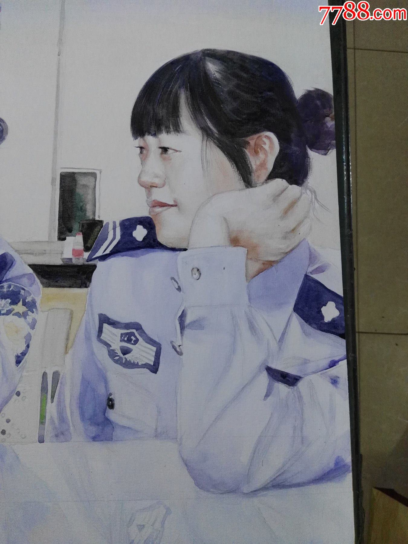 对开水粉画中国女空军