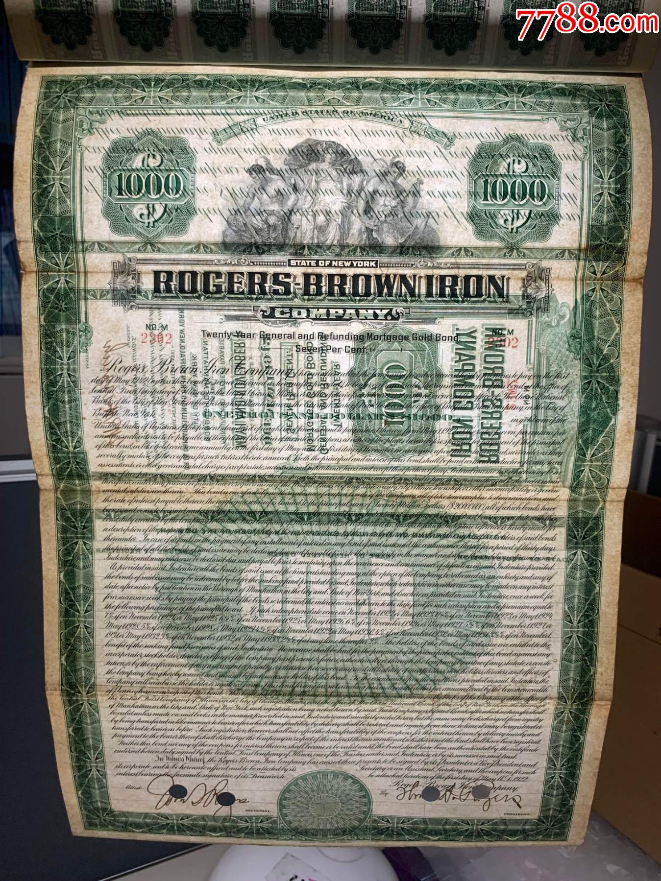 美国债券收藏:1922年罗杰斯