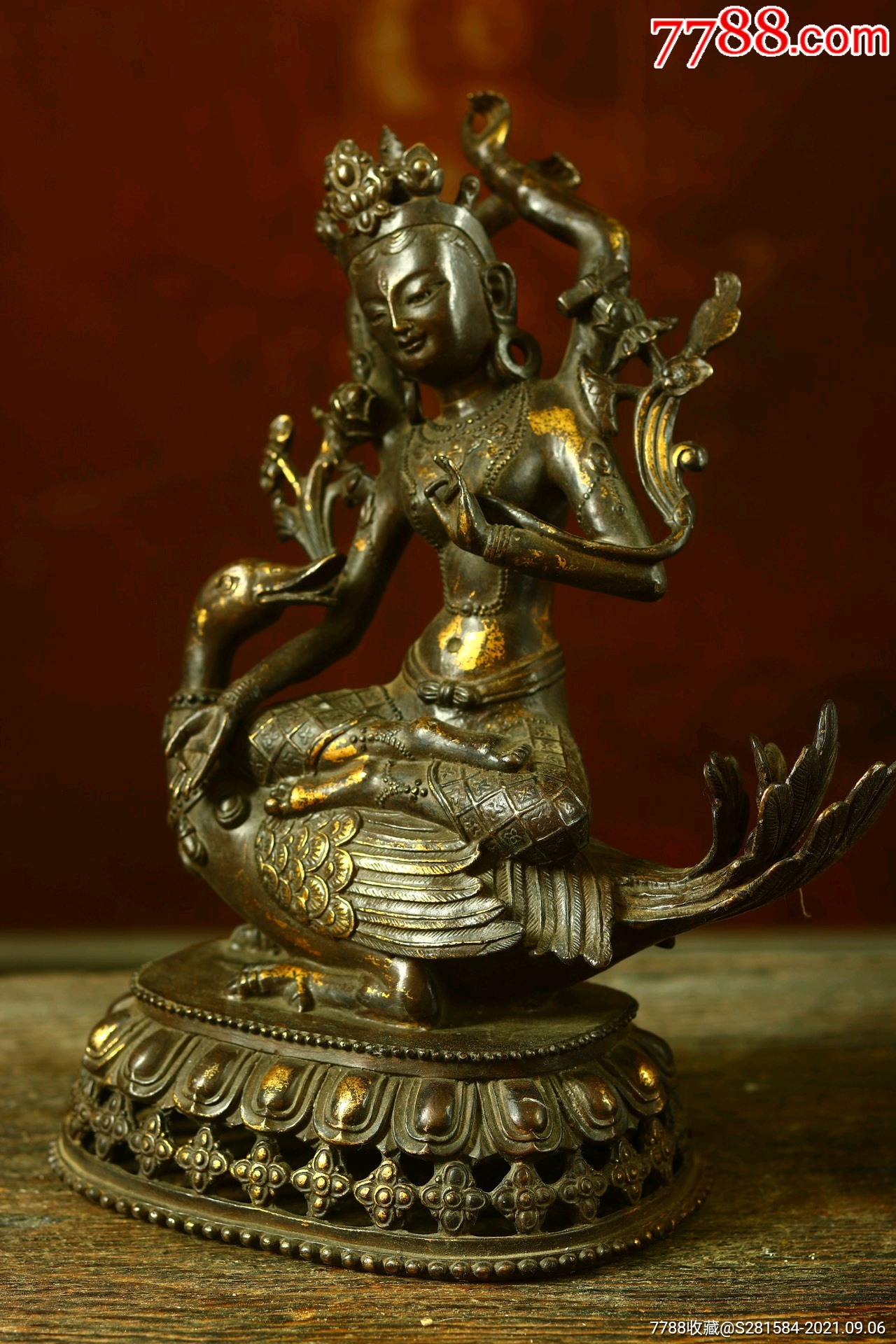 铜鎏金一尊(21)度母-铜像/铜佛像-7788钱币网