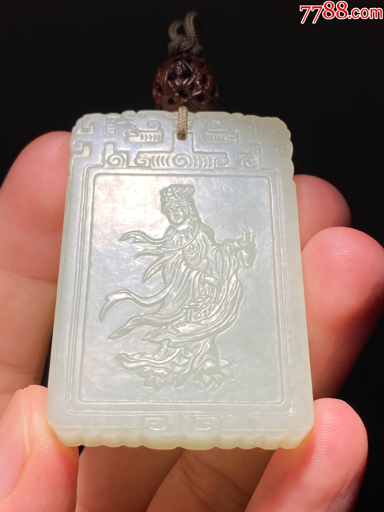 清和田玉白玉观音玉佩佛像玉牌题诗文玉佩古玉老玉观音玉牌-价格