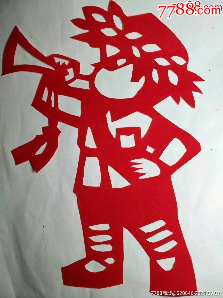 文革题材剪纸——吹响了冲锋号