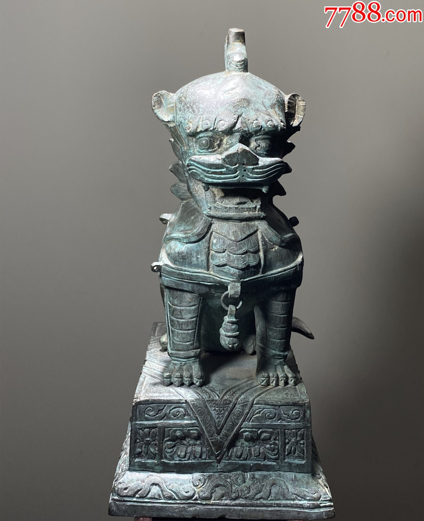 清代铜甪端瑞兽摆件明清老铜器摆件铜器神兽摆件古玩铜器古兽