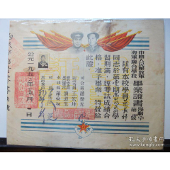 1952年中国人民解放军海军联合学校第一期毕业证书