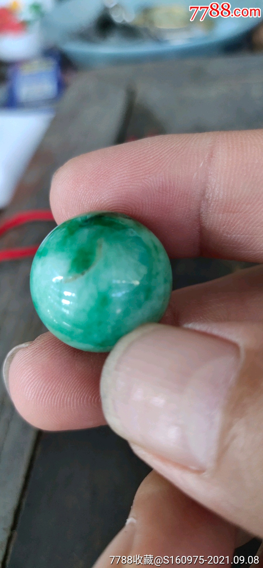 漂亮清代翡翠老朝珠一个有3条短线如图直径2cm988包邮