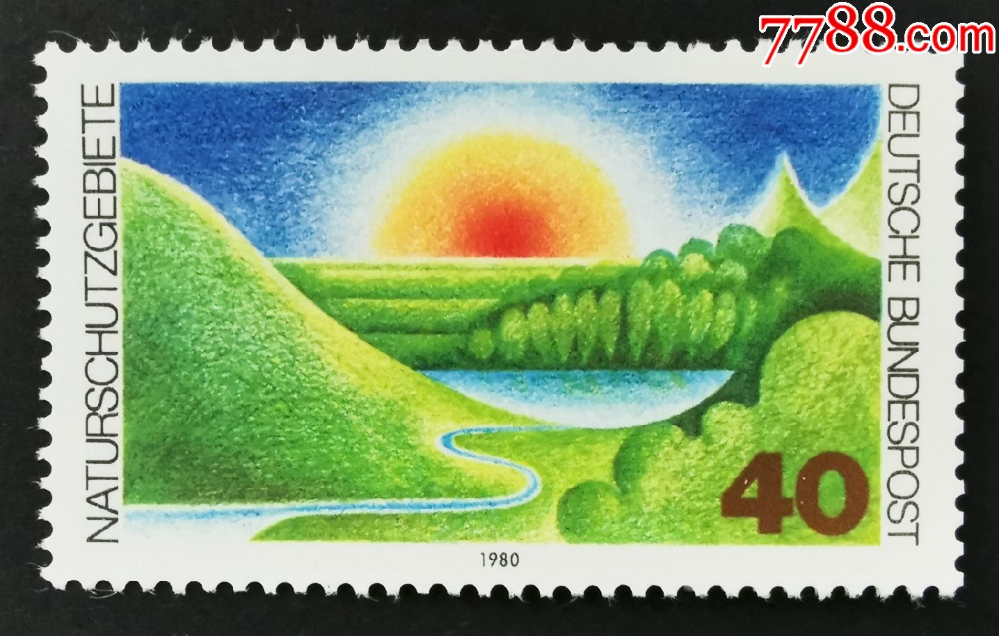 德国西德1980年邮票绘画自然保护区风景1全原胶全品