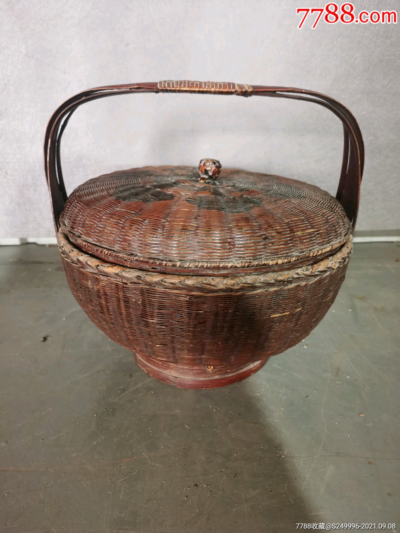 民国竹编老提篮-价格:115元-se82500309-竹篮/竹筐/竹盒-零售-7788