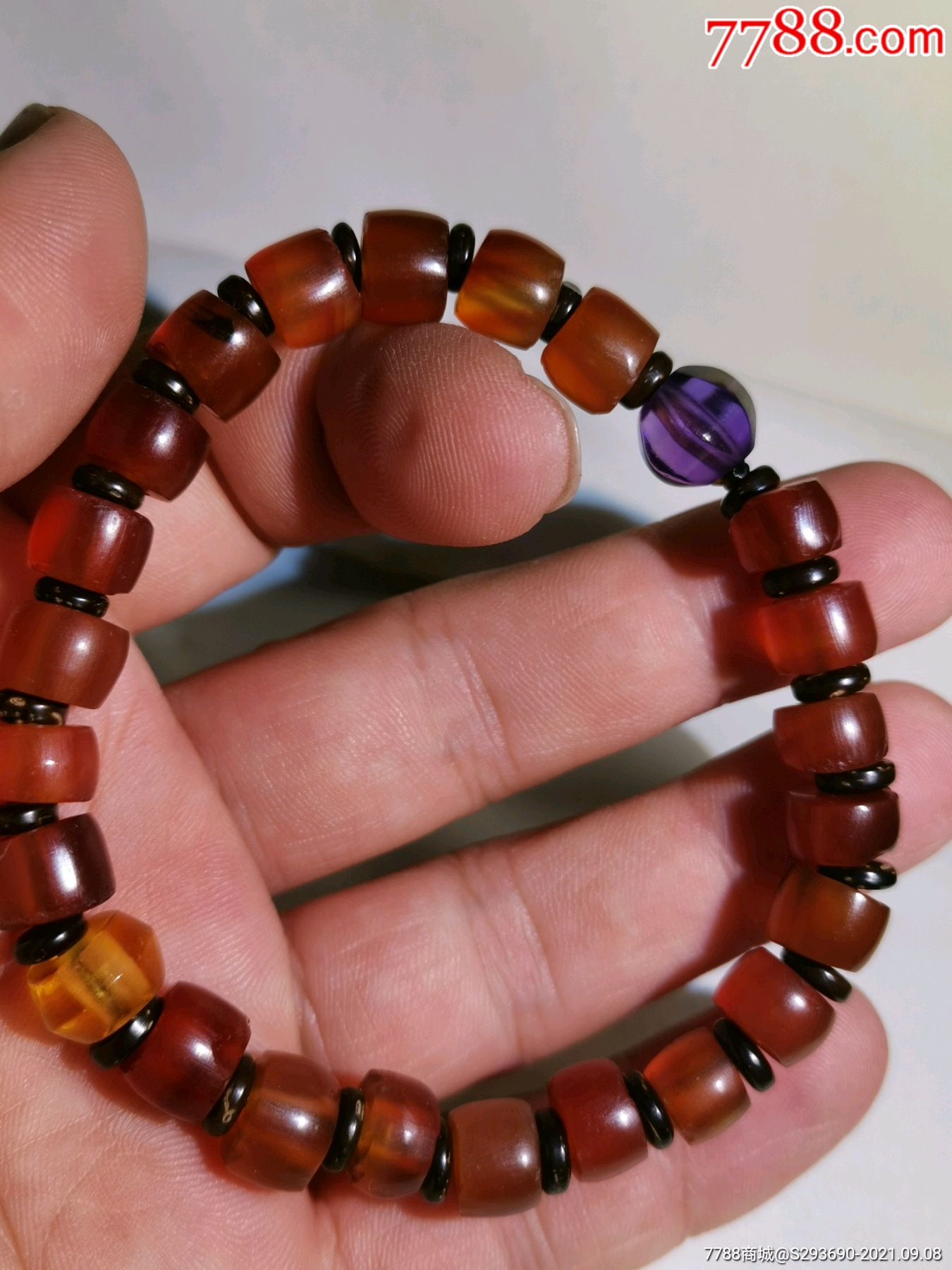 以前收到的西玛珠子带两粒水晶珠子_玛瑙_第2张_7788奇石收藏