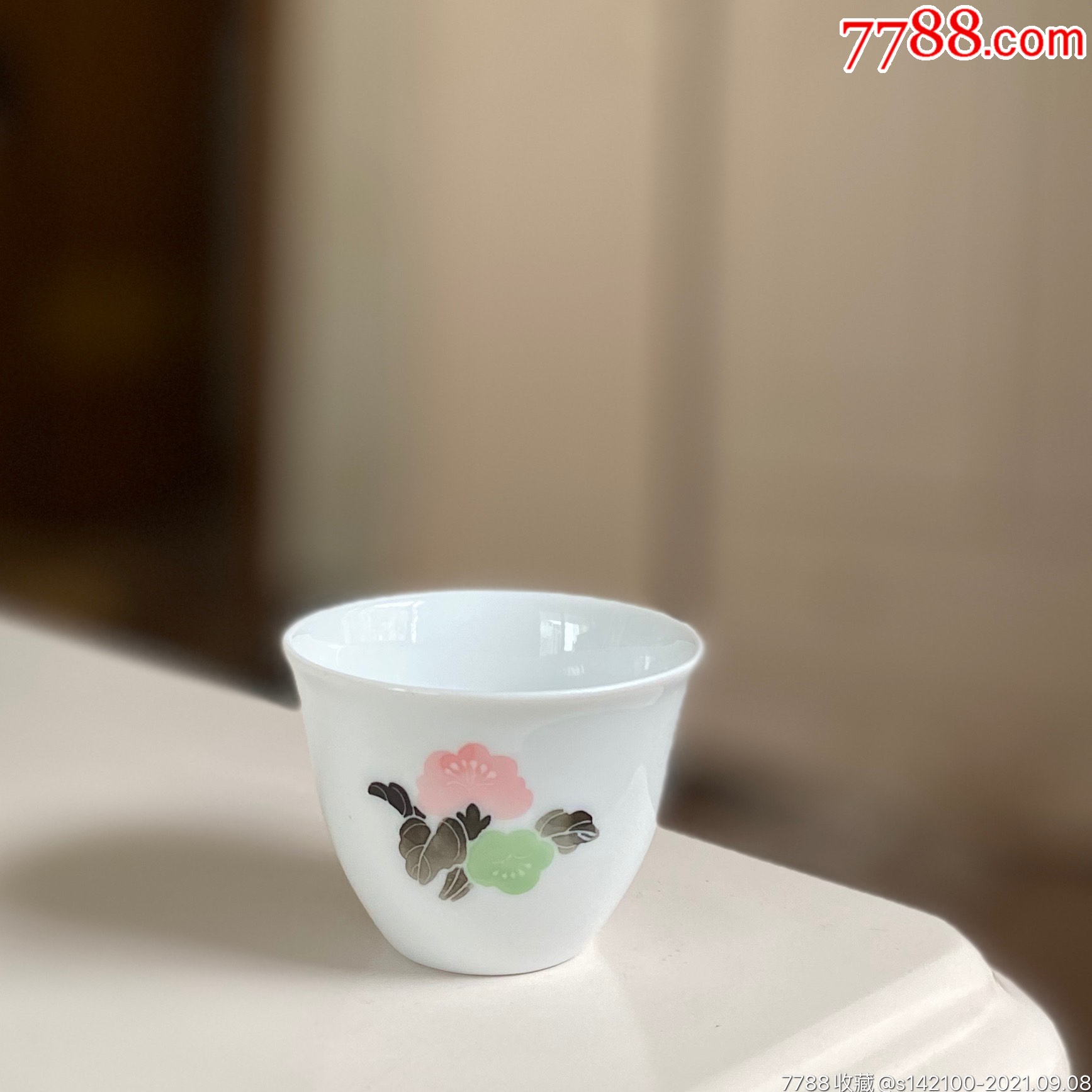 醴陵群力老瓷器釉下五彩手绘大球泥小杯包老保真收藏