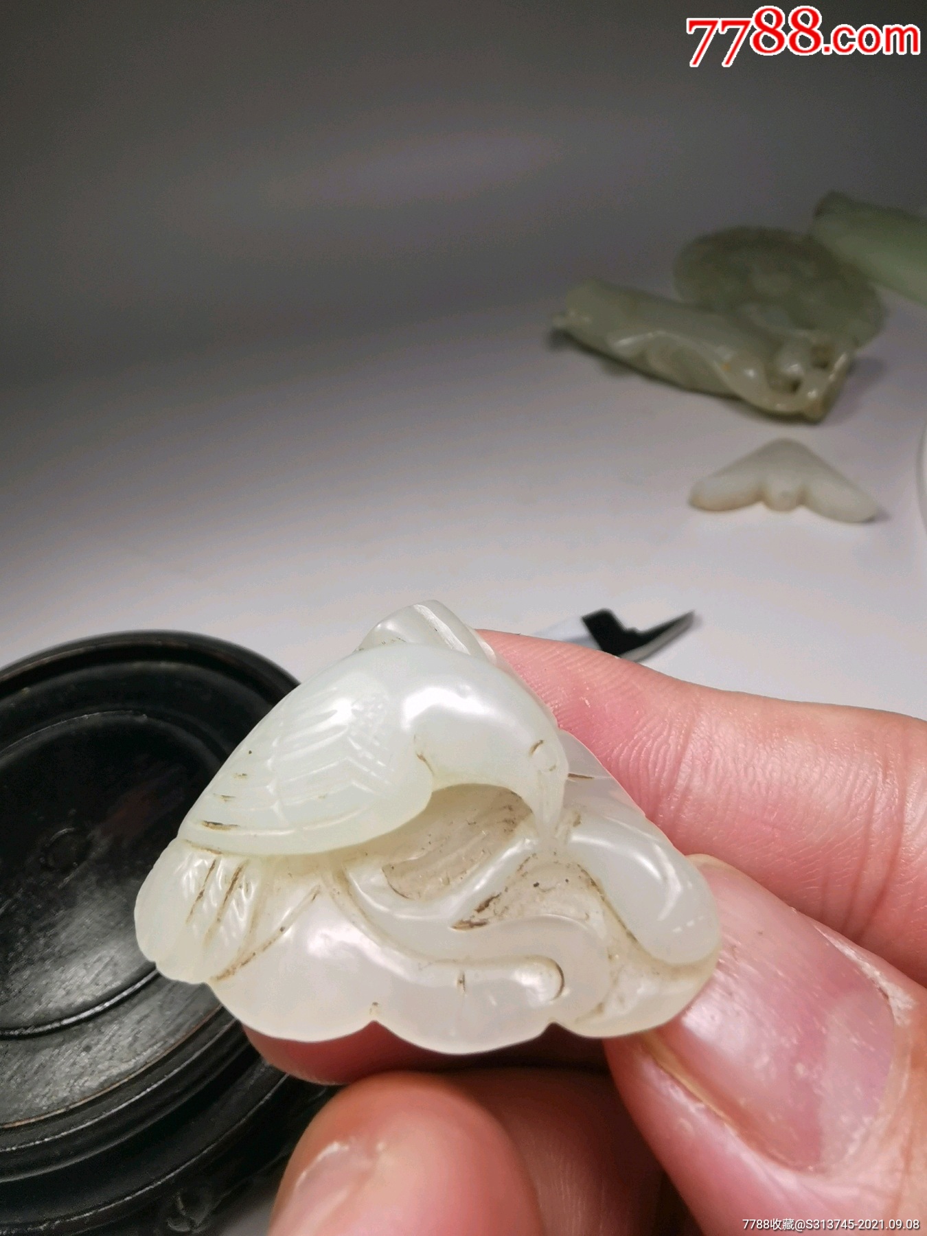 老玉和田玉明清白玉花鸟挂件