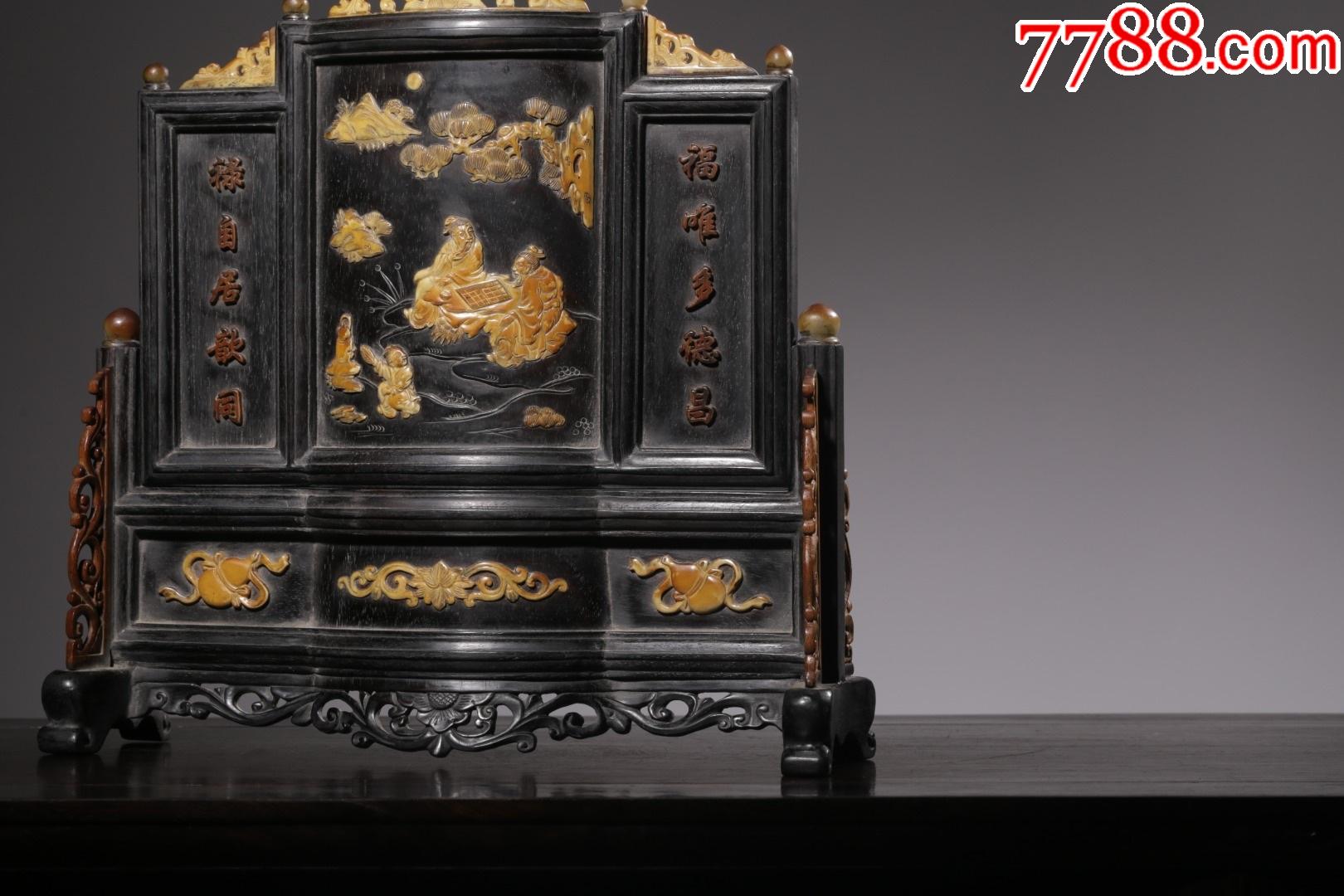 清小叶紫檀棋者博弈插屏-价格:18000元-se82509840-木屏风-零售-7788