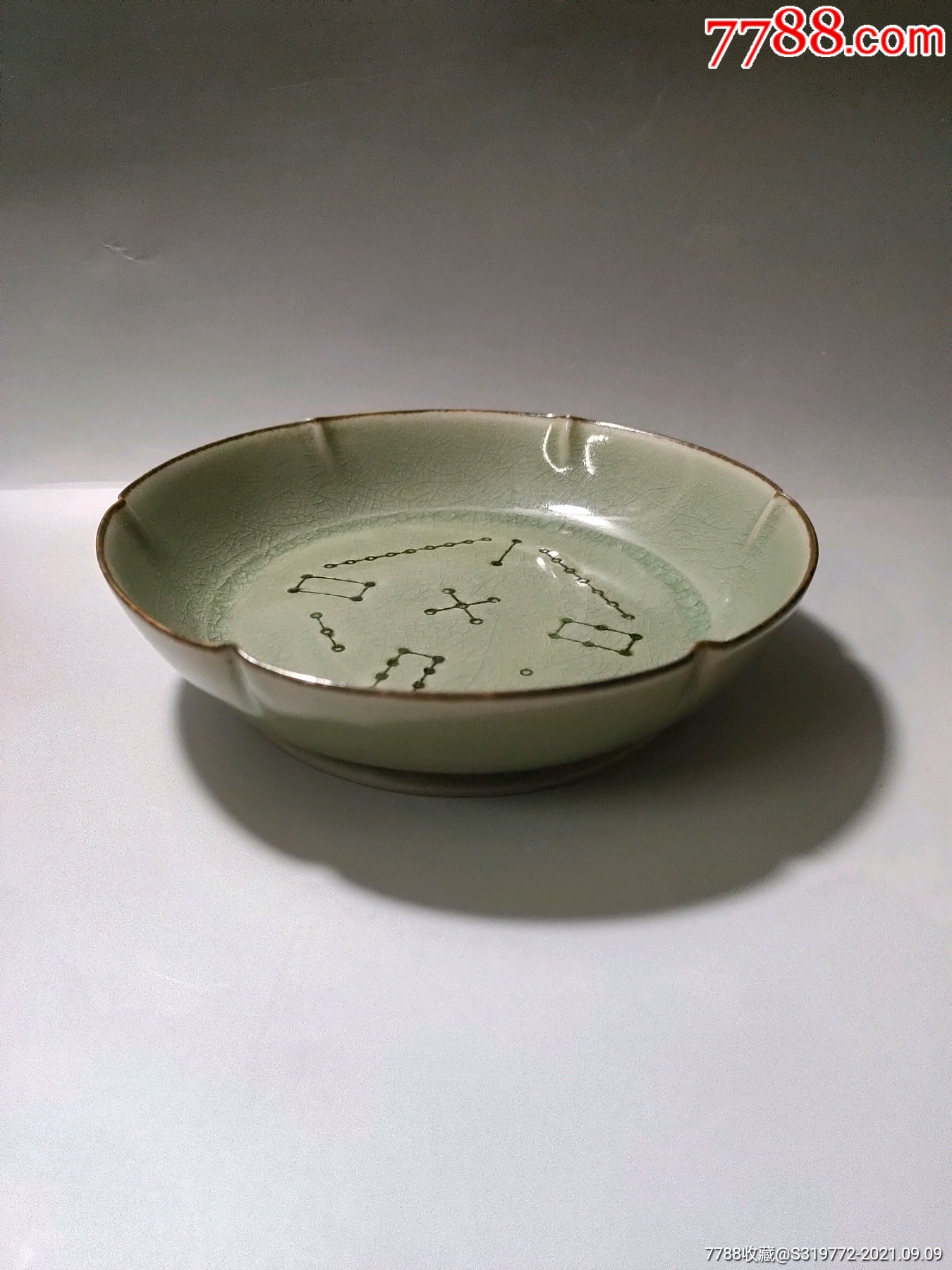 汝窑河洛图盘子老瓷器