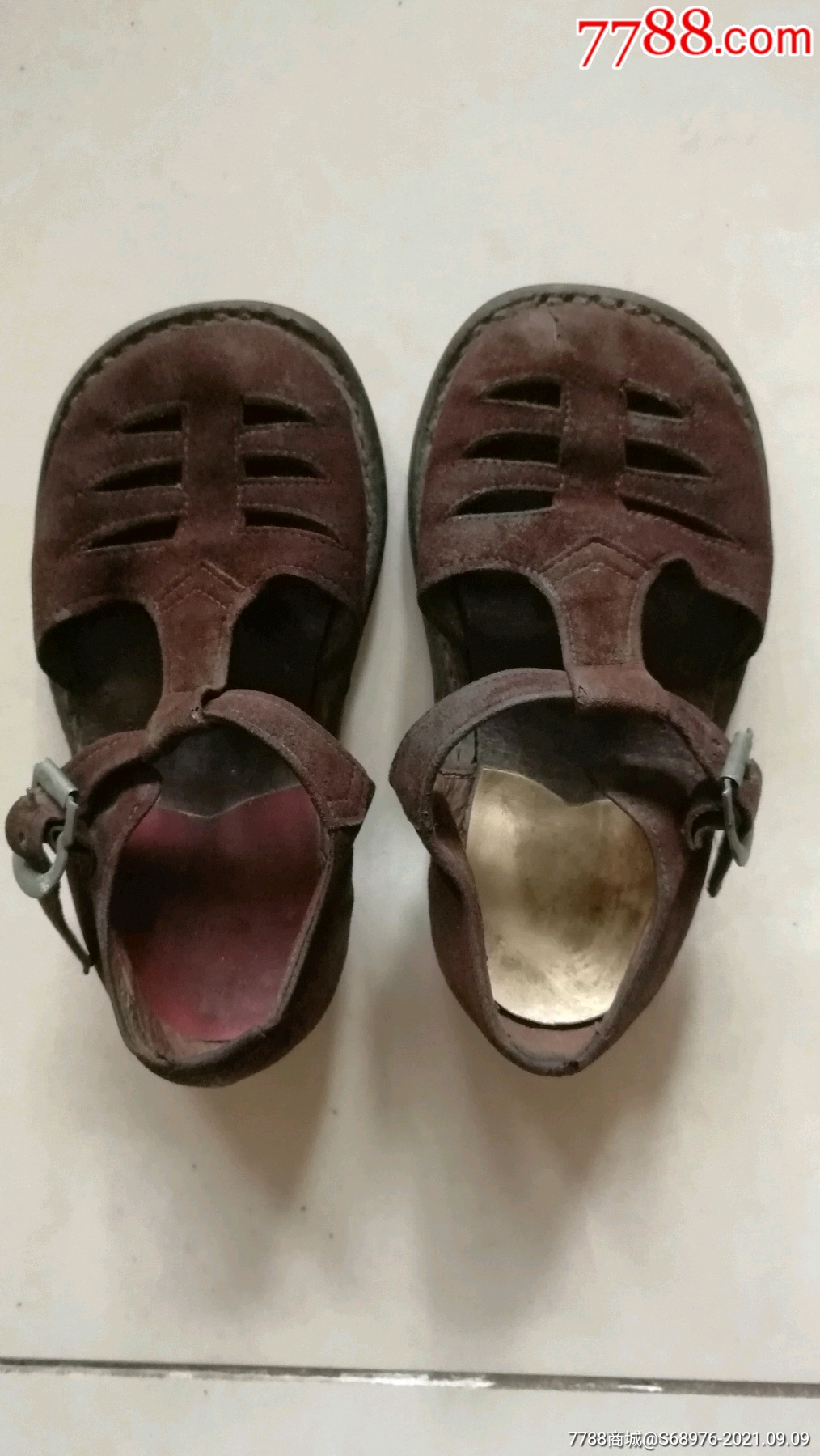 皮凉鞋50年代鹿皮男童凉鞋喜喜牌企昌橡胶厂做功精致结实耐用值得收藏