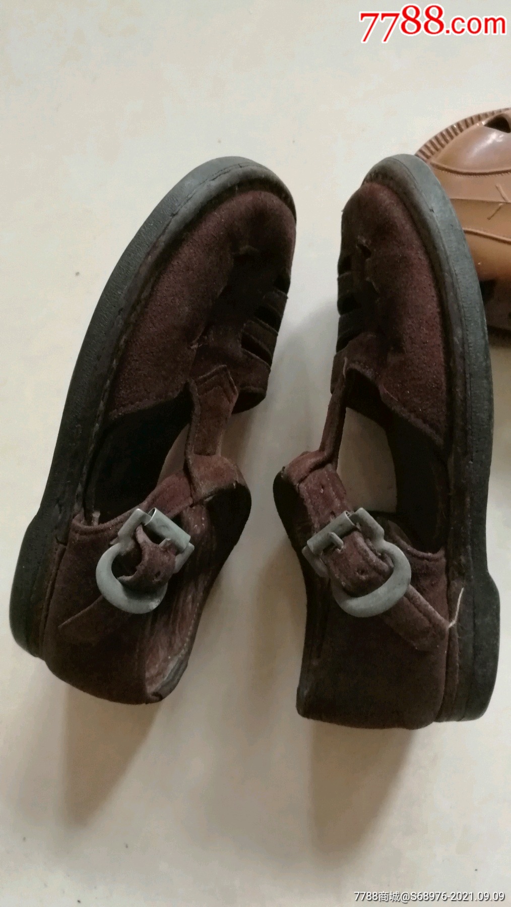 皮凉鞋50年代鹿皮男童凉鞋喜喜牌企昌橡胶厂做功精致结实耐用值得收藏