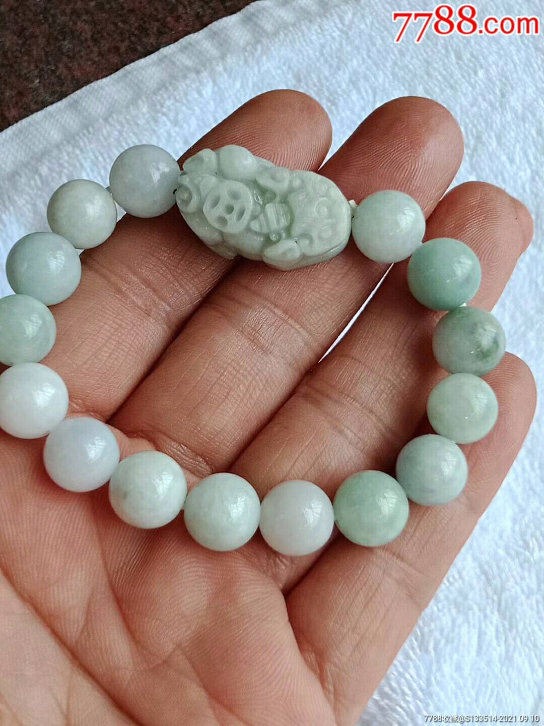 缅甸翡翠2458貔貅手串送证书