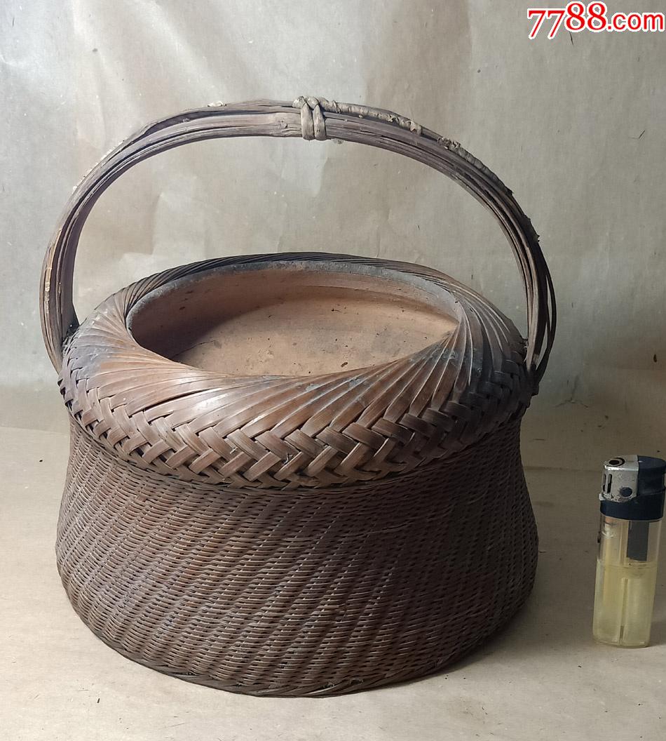 老竹编手炉炭炉工艺精美包浆一流包真包老