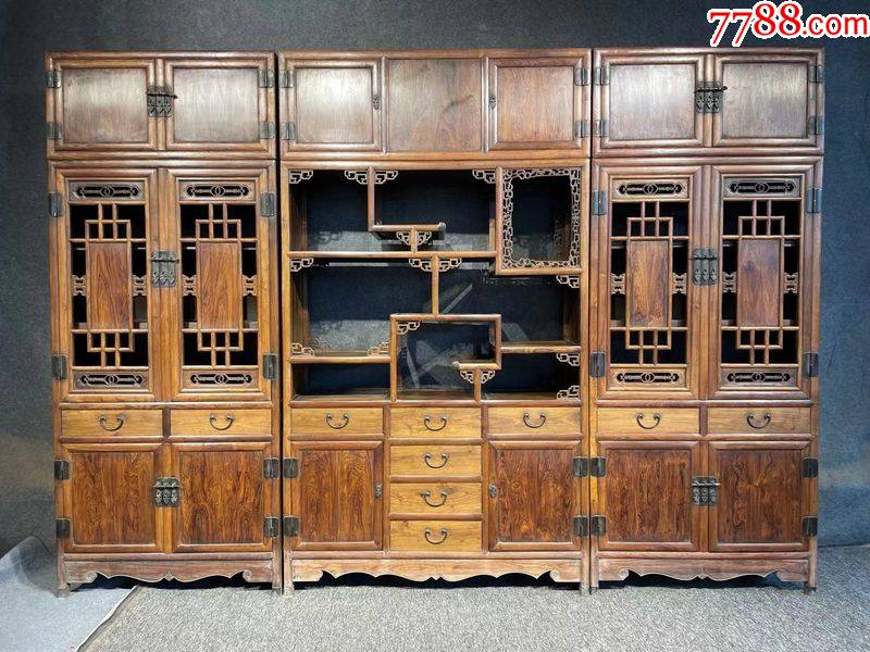 老家具海南黄花梨组合书柜明清黄花梨家具