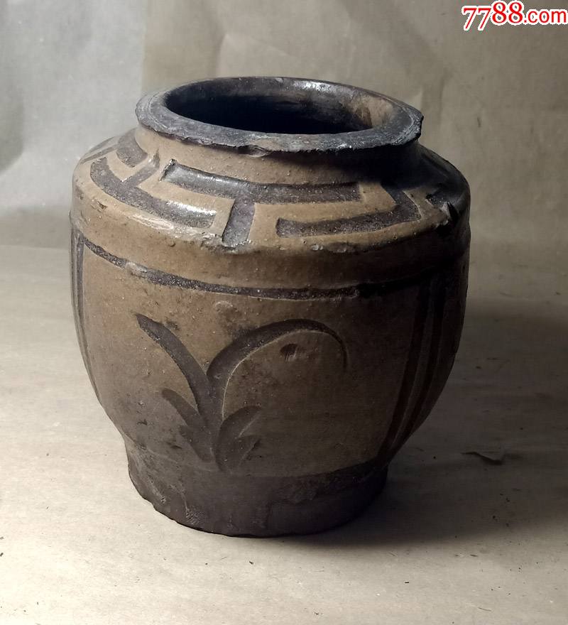 清代厚胎老陶罐空间陈设老陶器包真包老