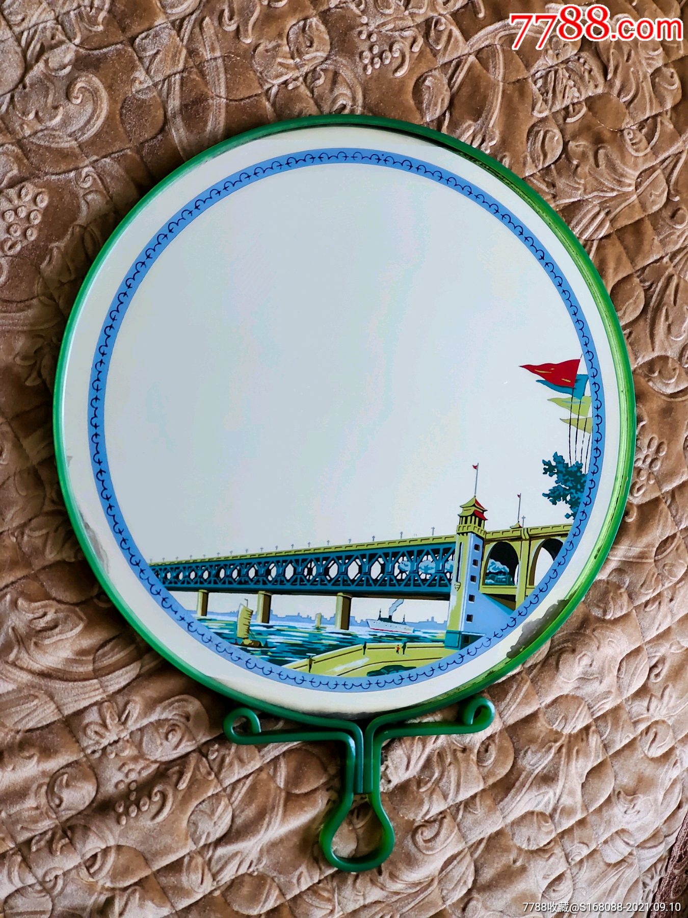 早期五六十年代武汉大桥古董老挂镜老式镜子怀旧老物件50年代60年代老