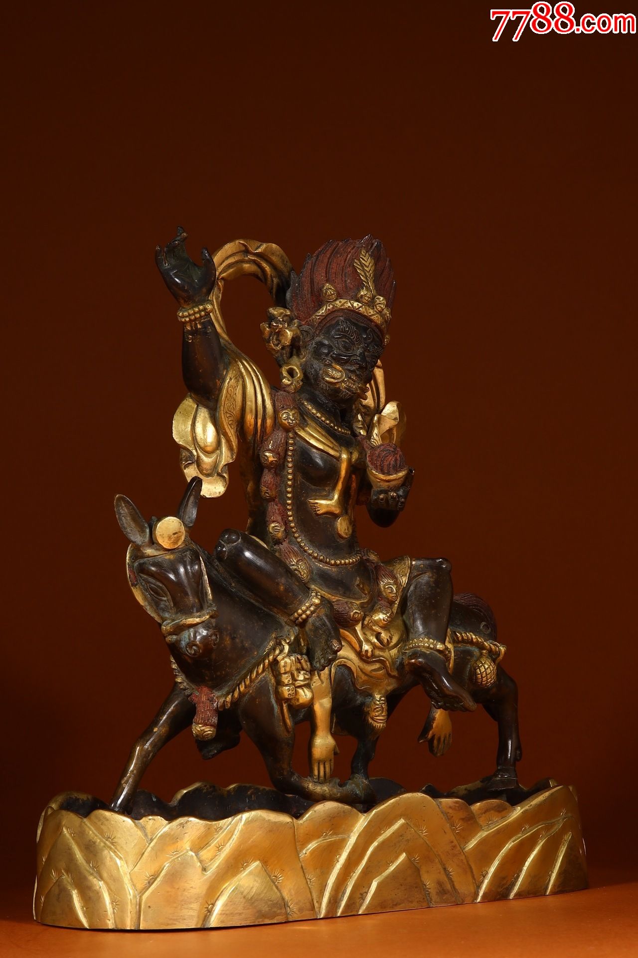 铜鎏金吉祥天母坐像摆件_铜像/铜佛像_第8张_7788铜器收藏