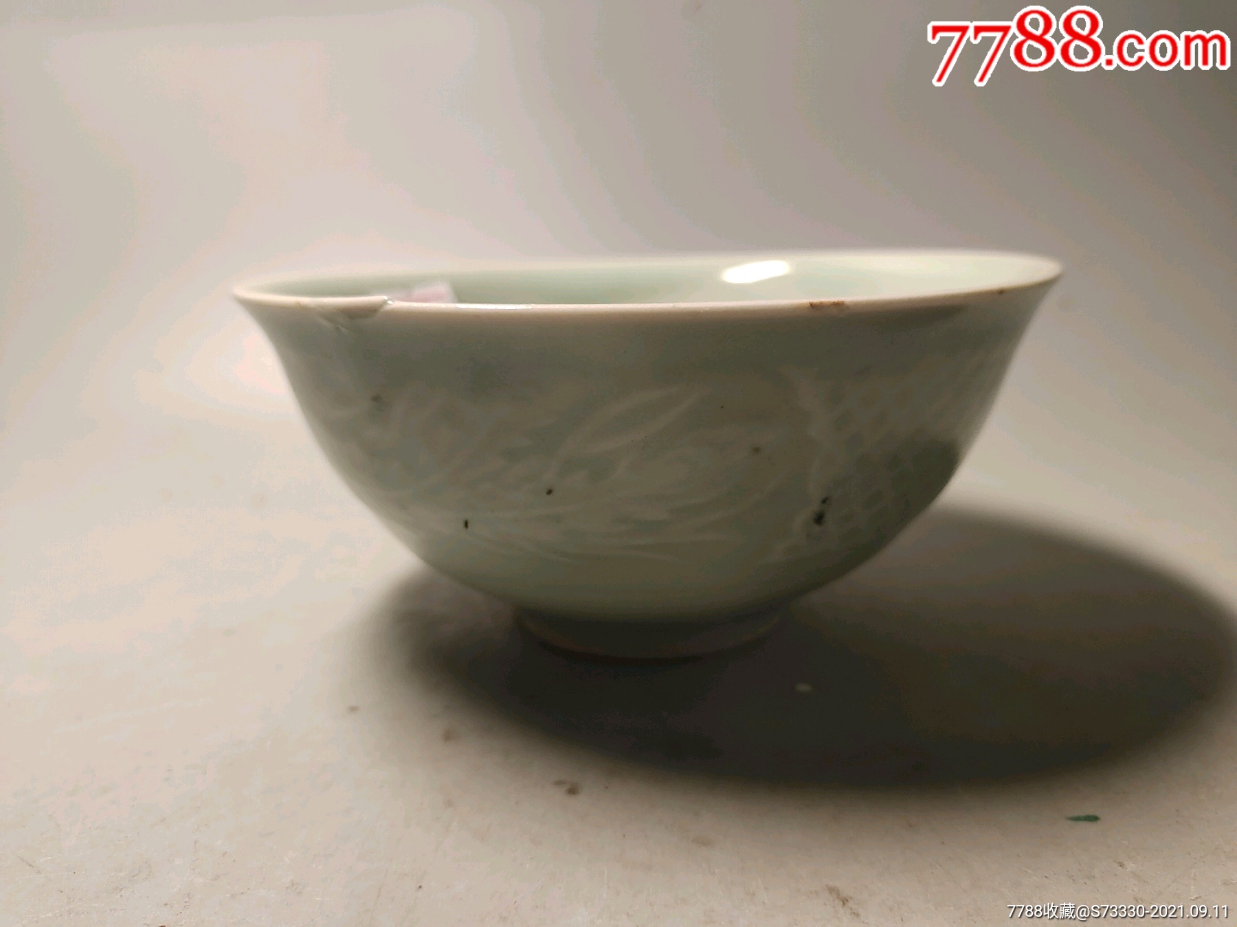 70-80年代，中国龙泉豆青釉凤凰小碗2_青瓷/秘色瓷_专注寡妇二十年