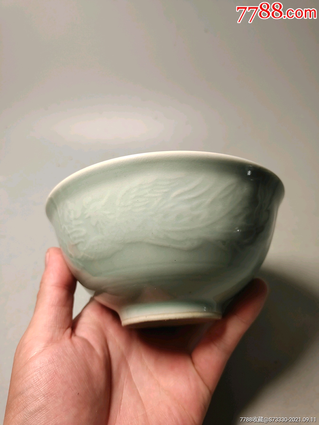 70-80年代,中国龙泉豆青釉凤凰小碗4_青瓷/秘色瓷_第3张_7788瓷器