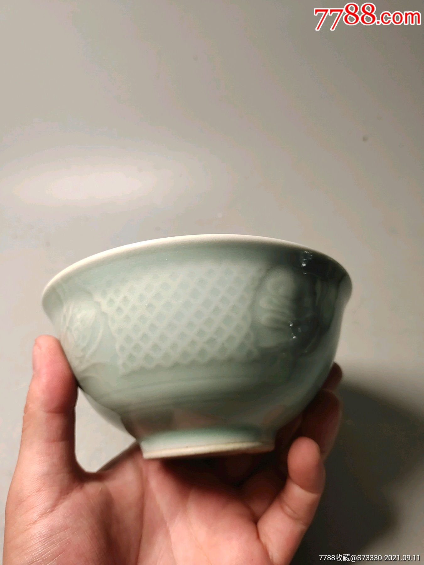 70-80年代,中国龙泉豆青釉凤凰小碗4_青瓷/秘色瓷_第6张_7788瓷器