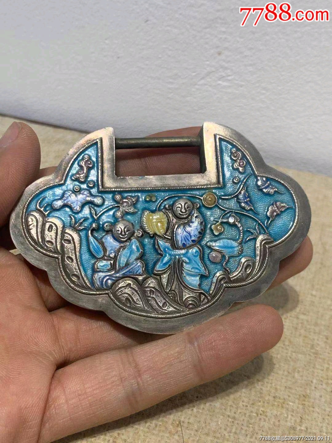 清代银烧蓝长命富贵锁_价格3880元_第1张_7788商城__七七八八商品交易