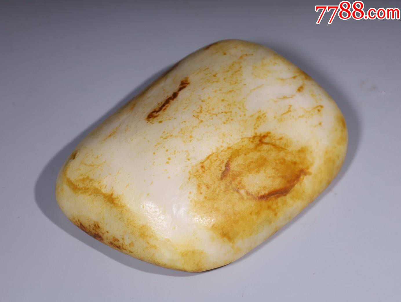 和田白玉带皮原石把件a84s78f