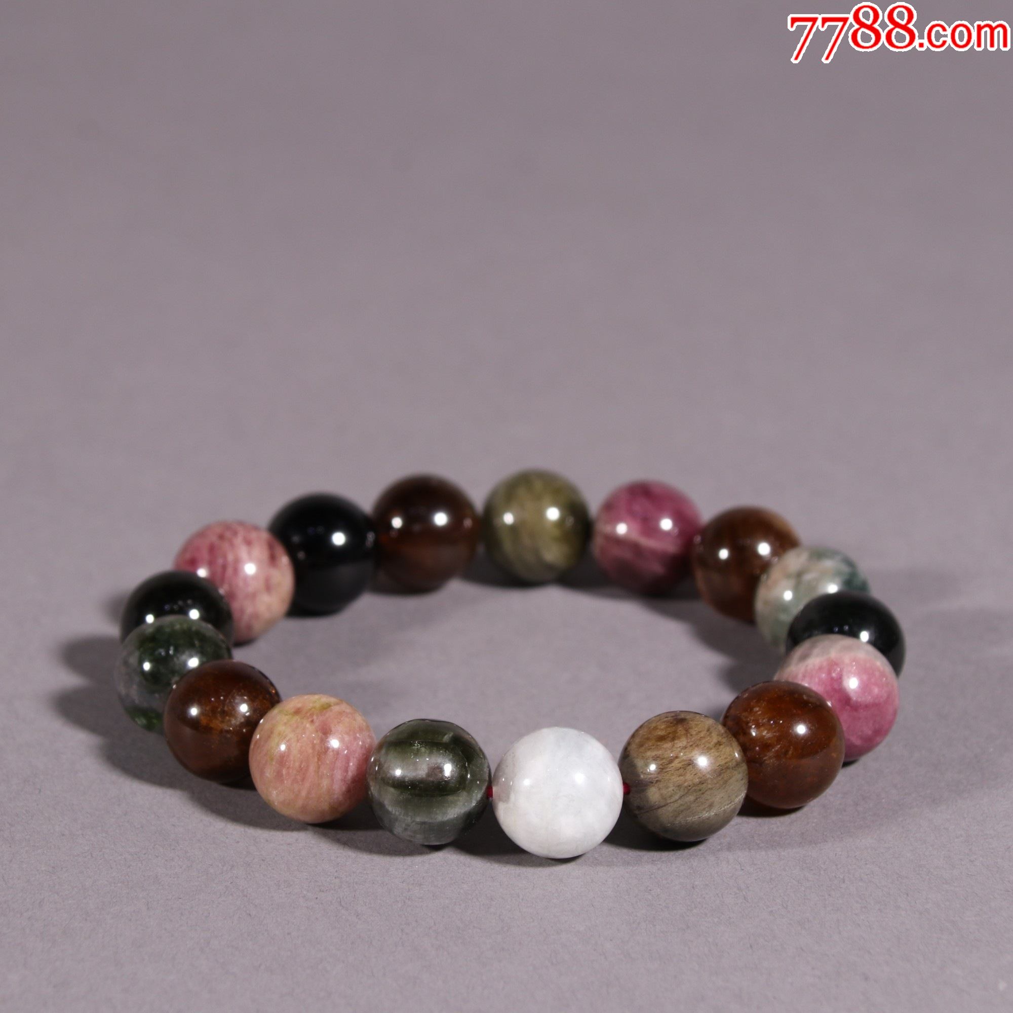 彩碧玺圆珠手串