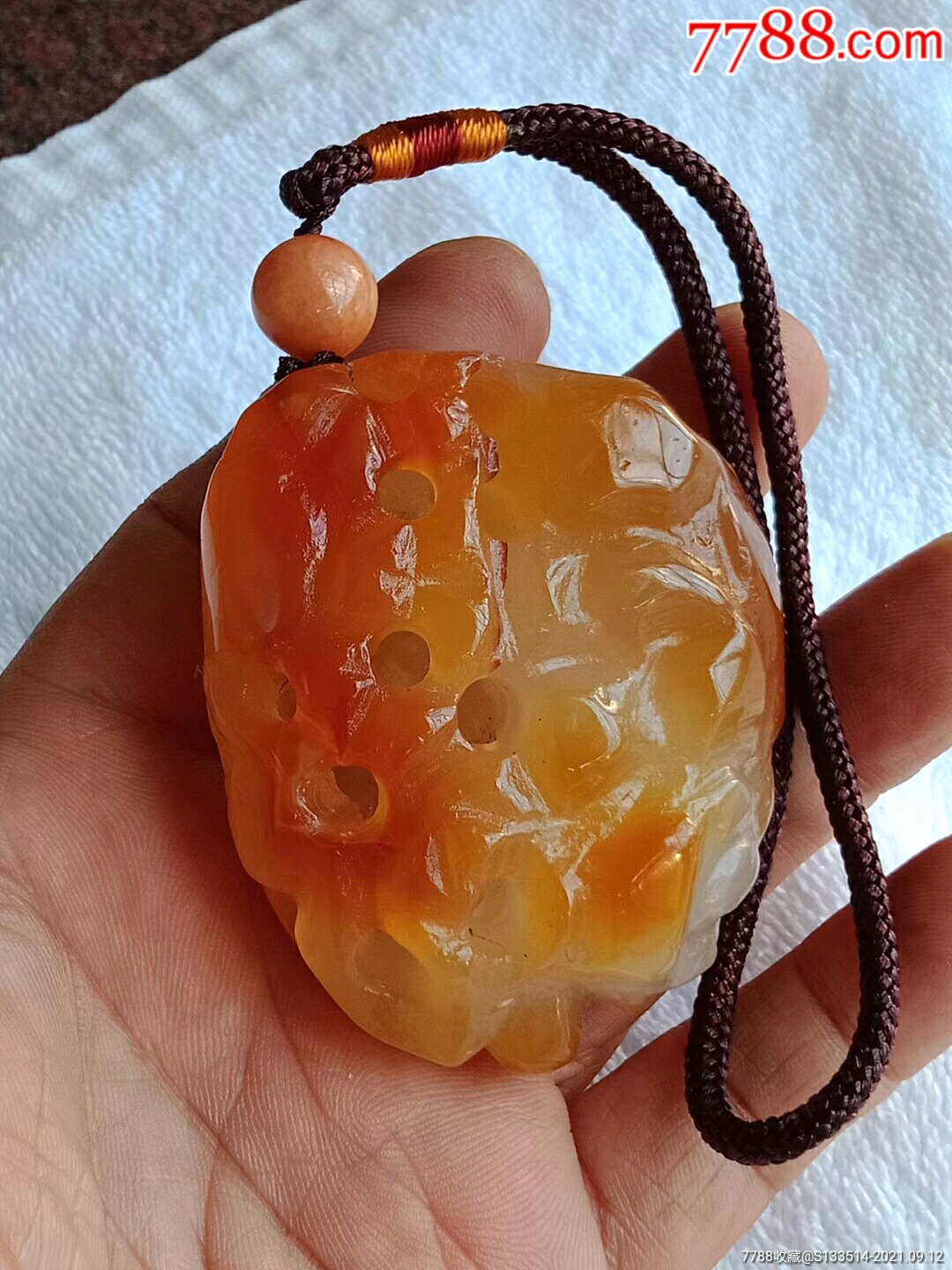 玛瑙2086如意手把件送证书