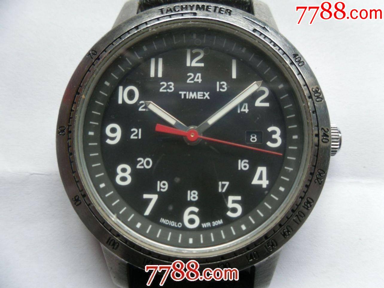 美国名表黑盘全夜光日历天美时男士古董老表无故障走时准确32