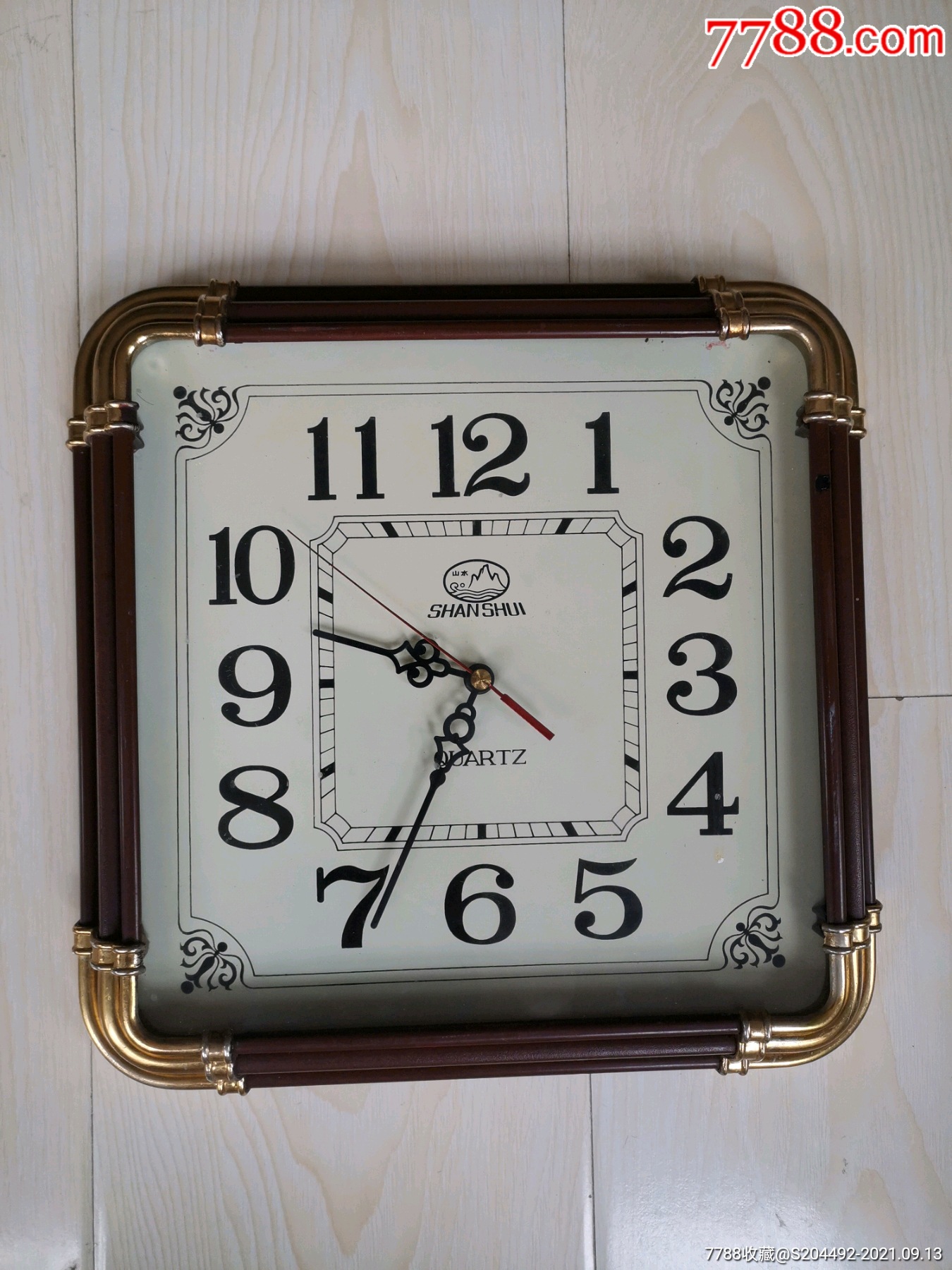 老式挂钟挂表中国山水日本精工机芯木背板走时准确外径305厘米
