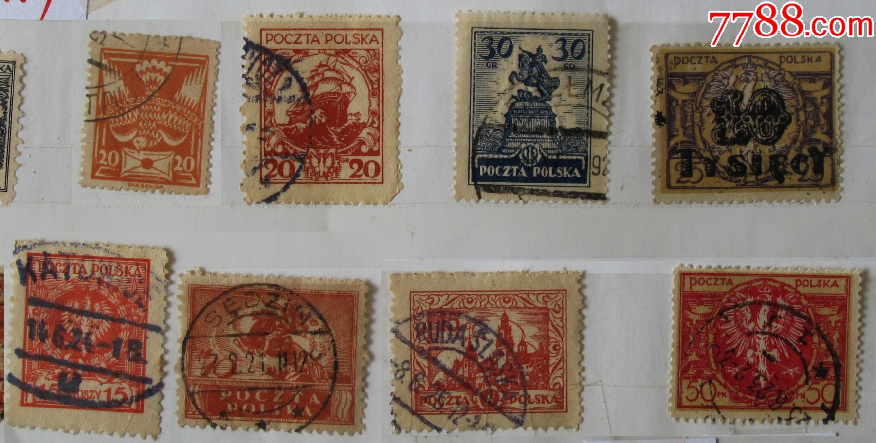 波兰邮票-----早期邮票一组(信销票)