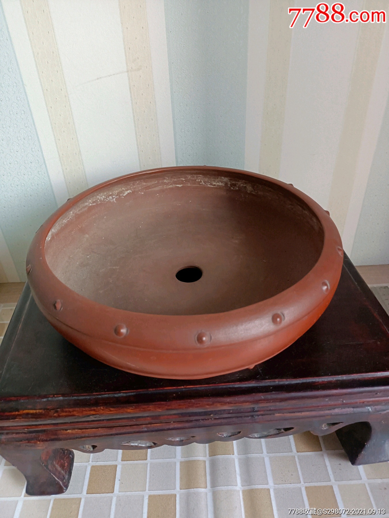 7080年代紫砂鼓丁花盆